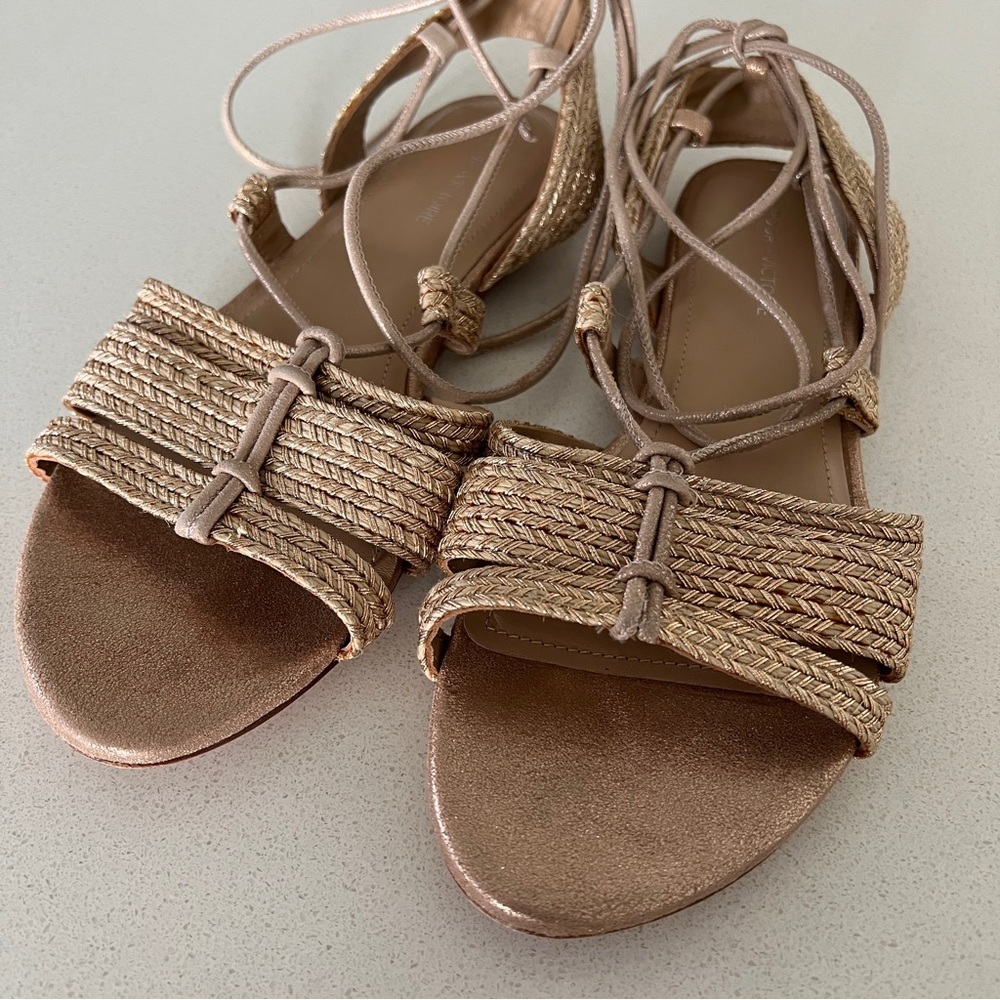 Pour La Victoire Metallic Tie Sandals